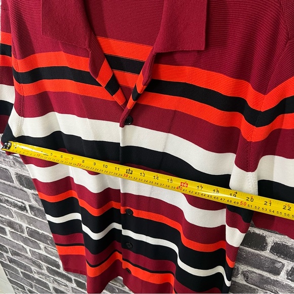 NN07 Miyagi Cotton Shirt - Wine Stripe - Size XL - Picture 10 of 11